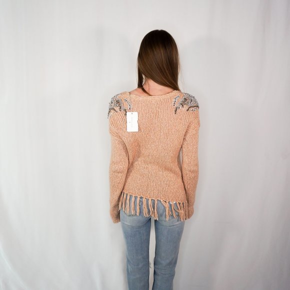PATRIZIA PEPE Beige Cable Knit Asymmetric Sweater - Picture 3 of 6